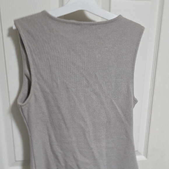Zara Light Taupe Ribbed Button-Front Tank - Picture 6 of 6